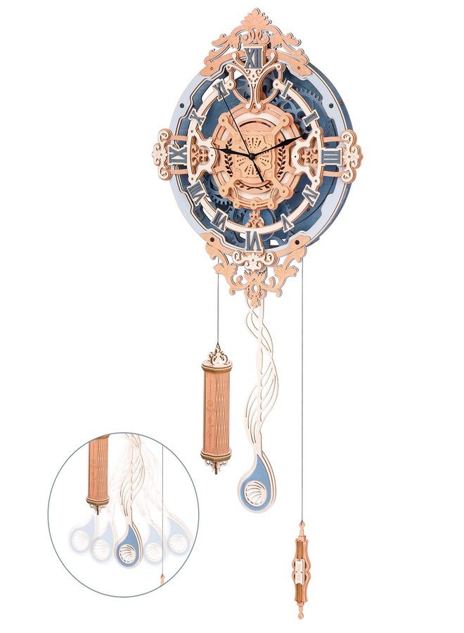 ROBOTIME Clock Wooden Puzzle, 3D Puzzle for Adults Wooden Metal Mechanical Model Clock Kits to Build, Hobbies Gift for Men Aesthetic DIY Decoration Wall Clock with Pendulum - Image 1